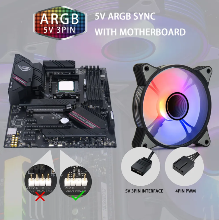 Вентиляторы для корпуса AR12 PRO BLACK SINGLE 120mm 4-PIN PWM 3-PIN ARGB